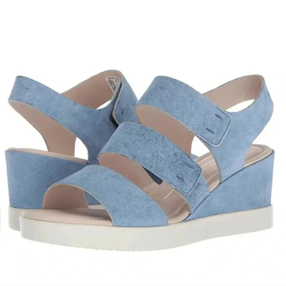 Ecco Shoes - ECCO Shape Plateau Wedge Sandal Sky Blue Indigo Adjustable Straps NWT